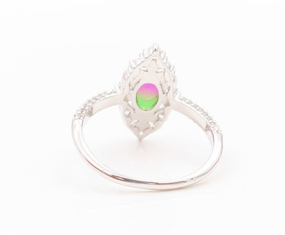 925 Sterling Silver Vintage Ring Designer Gemstone & CZ Cocktail Sz 7.5  RG31816