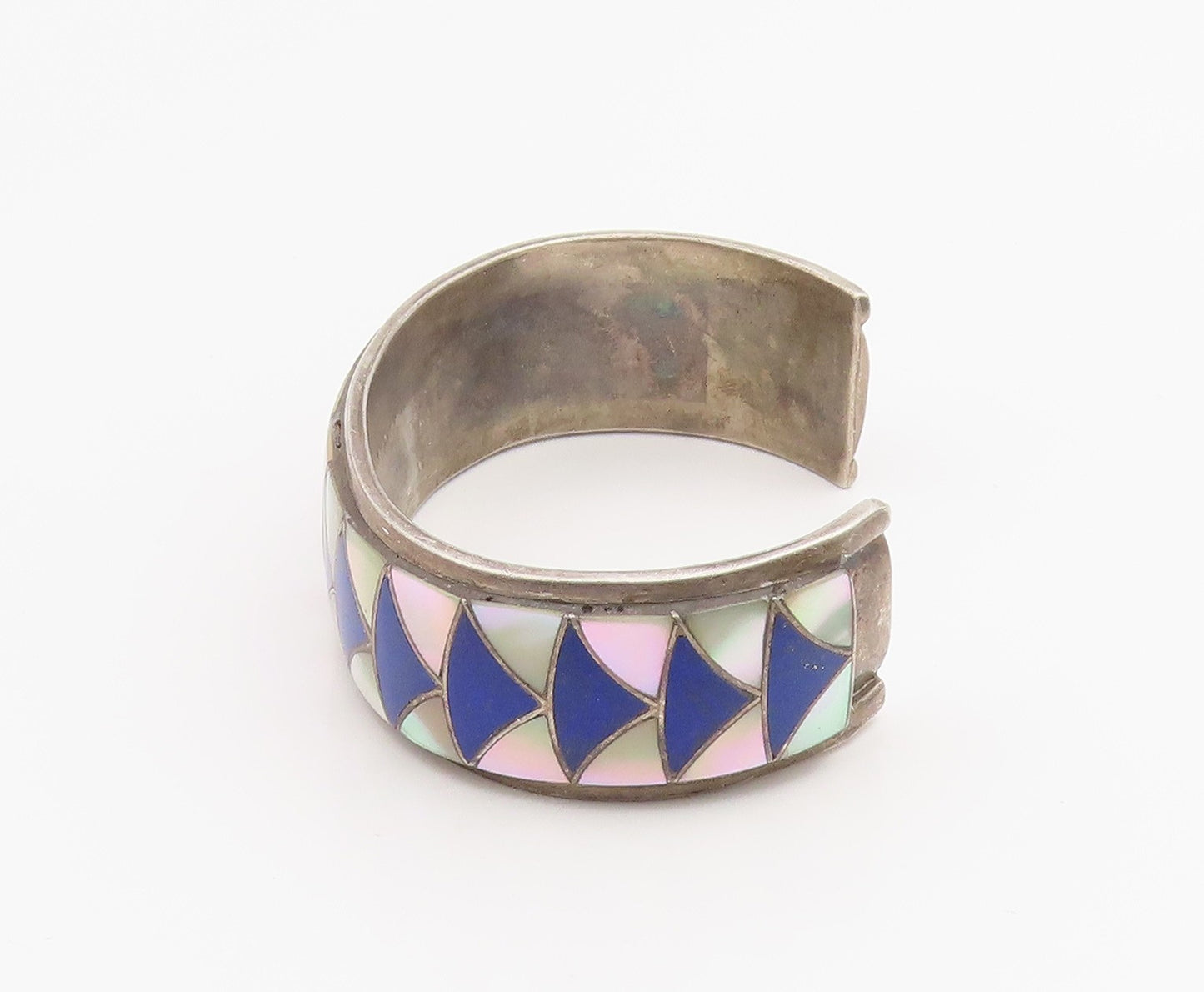 925 Sterling Silver Vintage Bracelet ZUNI ORLINDA NATEWA Gemstone Inlay  BT11894