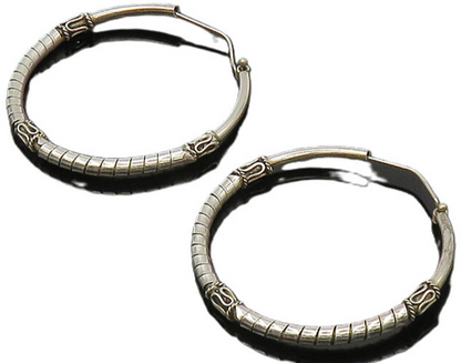 925 Sterling Silver  Vintage Shiny Wrapped Swirl Hoop Earrings  EG10130