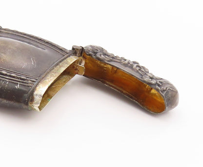 925 Sterling Silver Vintage Vesta Case Dark Tone Floral Carved OPENS  TR3929