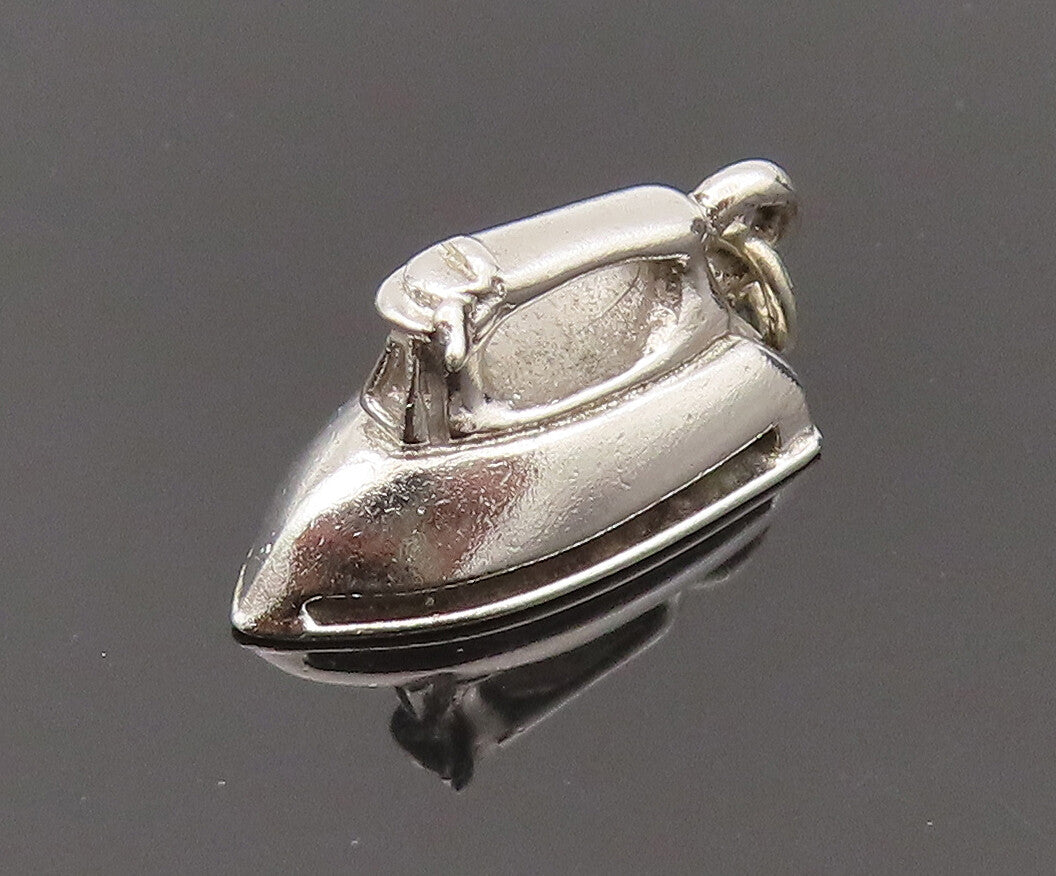 BEAU 925 Sterling Silver Vintage Minimalist Clothes Iron Charm Pendant PT21961