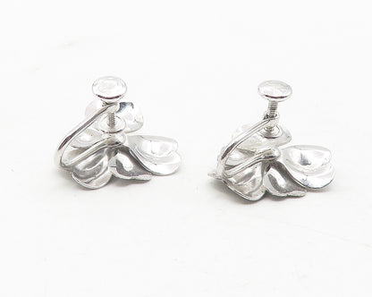CARLART 925 Silver  Vintage Blue Topaz Flower Non Pierce Earrings  EG6175