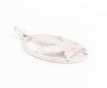 925 Sterling Silver Vintage Pendant EMC FRONT Maple Leaf Cutout Charm  PT26063