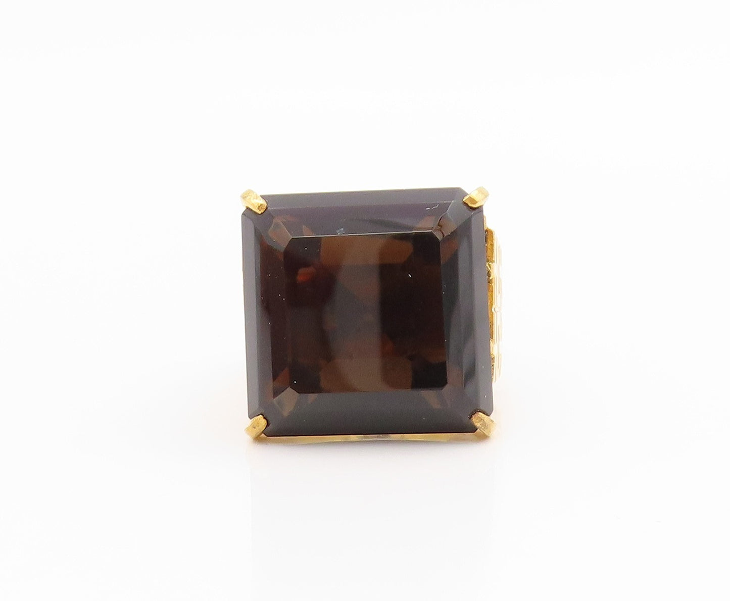 925 Sterling Silver Vintage Ring Gold Plated Smoky Quartz Band  Sz 7  RG34575