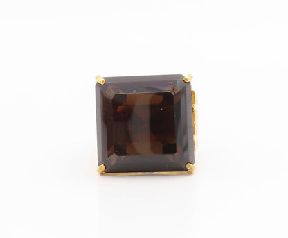 925 Sterling Silver Vintage Ring Gold Plated Smoky Quartz Band  Sz 7  RG34575