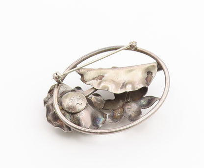 925 Sterling Silver Vintage Brooch Pin GEORG JENSEN Classic Floral Frame BP12624