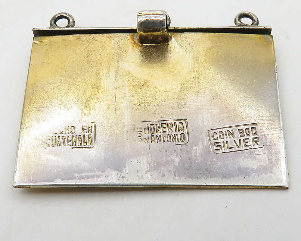 925 Sterling Silver  Vintage Etched Cross Detail Square Necklace Clasp  TR2383