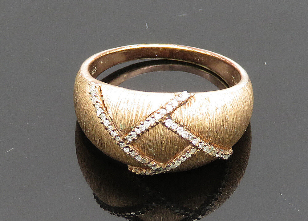 925 Sterling Silver  Vintage Genuine Diamonds Dome Band Ring Sz 10  RG19976