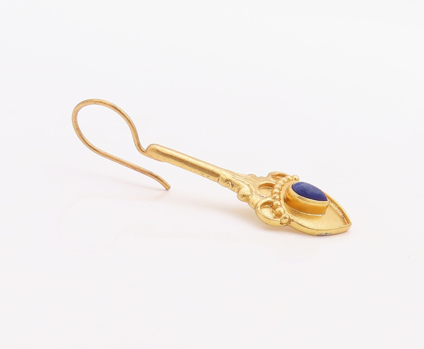 925 Sterling Silver Vintage Earrings Gold Plated Drop Gemstone Flower  EG13188