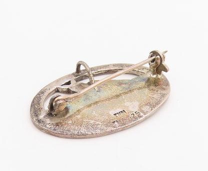 925 Sterling Silver Vintage Brooch Kangaroo Folk Art Animal Motif Pin  BP11976