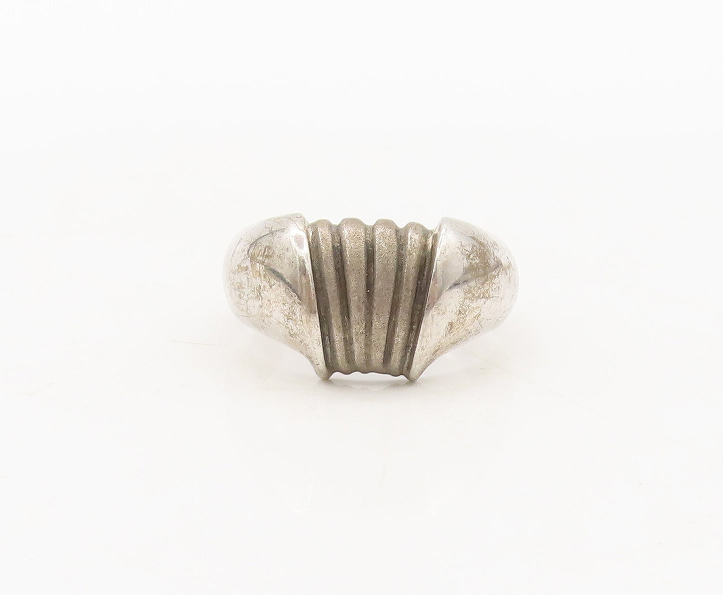 925 Sterling Silver Vintage Ring Minimalist Solid Carved Wing Sz 6.5 RG27562