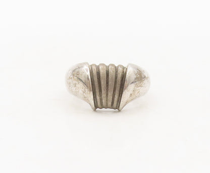 925 Sterling Silver Vintage Ring Minimalist Solid Carved Wing Sz 6.5 RG27562