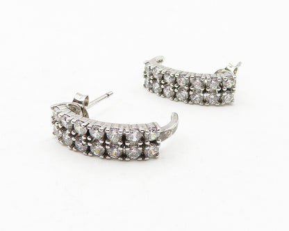 925 Sterling Silver  Sparkling Cubic Zirconia Curved Drop Earrings  EG6299