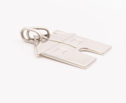 925 Sterling Silver Vintage Pendant Solid Carved House Splitting Line  PT22982