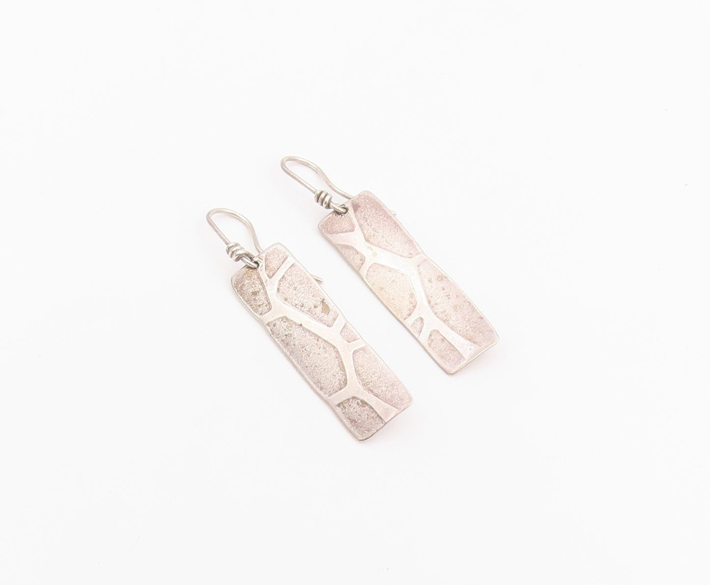 925 Sterling Silver Vintage Earrings Minimalist Rectangular Dangles  EG14470