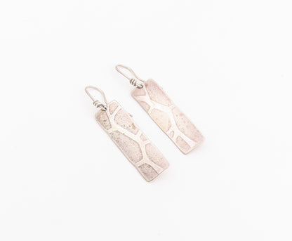 925 Sterling Silver Vintage Earrings Minimalist Rectangular Dangles  EG14470