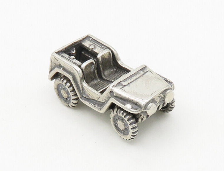 925 Sterling Silver  Vintage Shiny Old Fashioned Jeep Table Trinket  TR2584