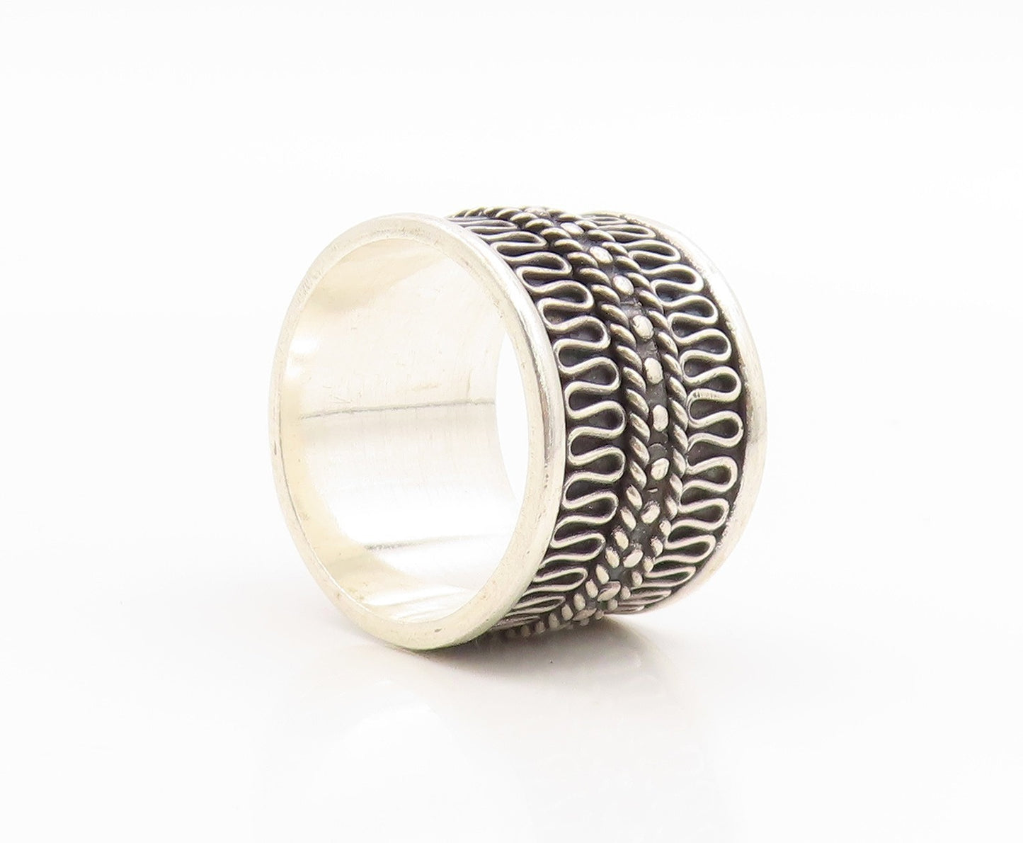 925 Sterling Silver Vintage Ring SUARTI BALI Scrollwork Band  Sz 9.5  RG35404