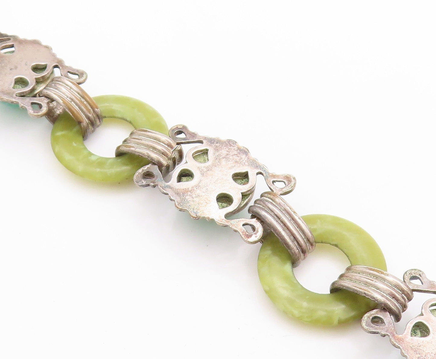 925 Sterling Silver Vintage Bracelet Gemstone Half Sphere & Rings  BT11245