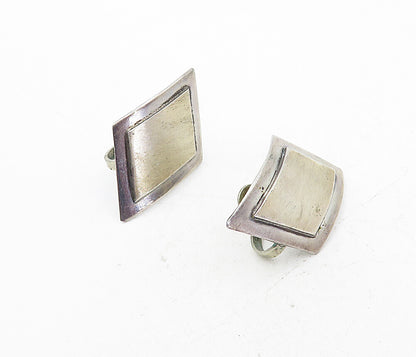 MEXICO 925 Sterling Silver  Vintage Diamond Shape Non Pierce Earrings  EG4019