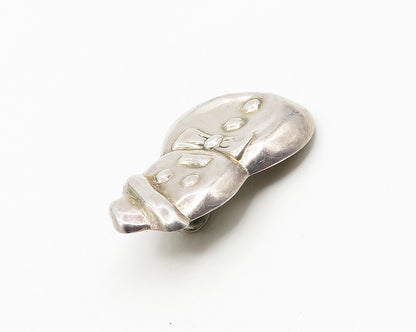 925 Sterling Silver  Vintage Shiny Smooth Snowman Motif Pendant  PT14791
