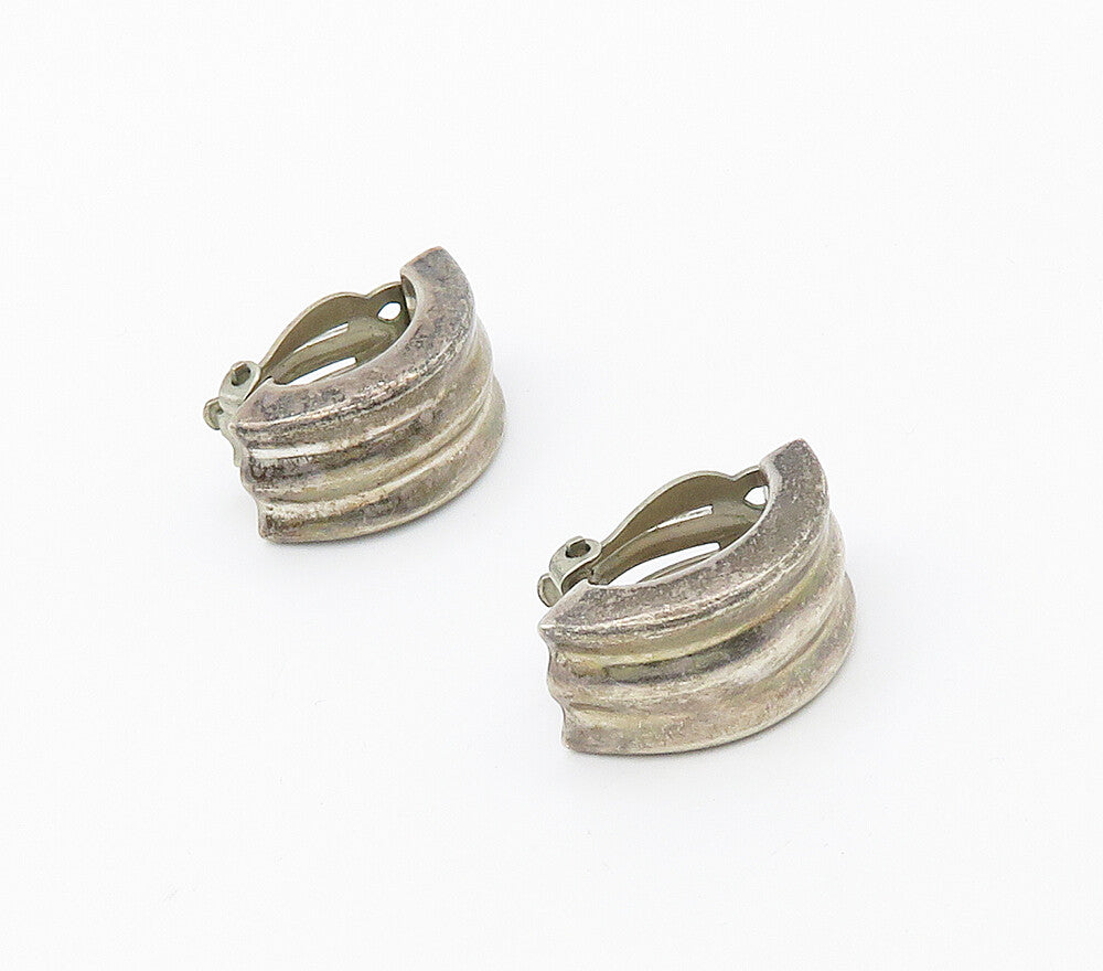 ZINA 925 Sterling Silver  Vintage Smooth Curved Non Pierce Earrings  EG8317