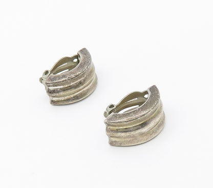ZINA 925 Sterling Silver  Vintage Smooth Curved Non Pierce Earrings  EG8317