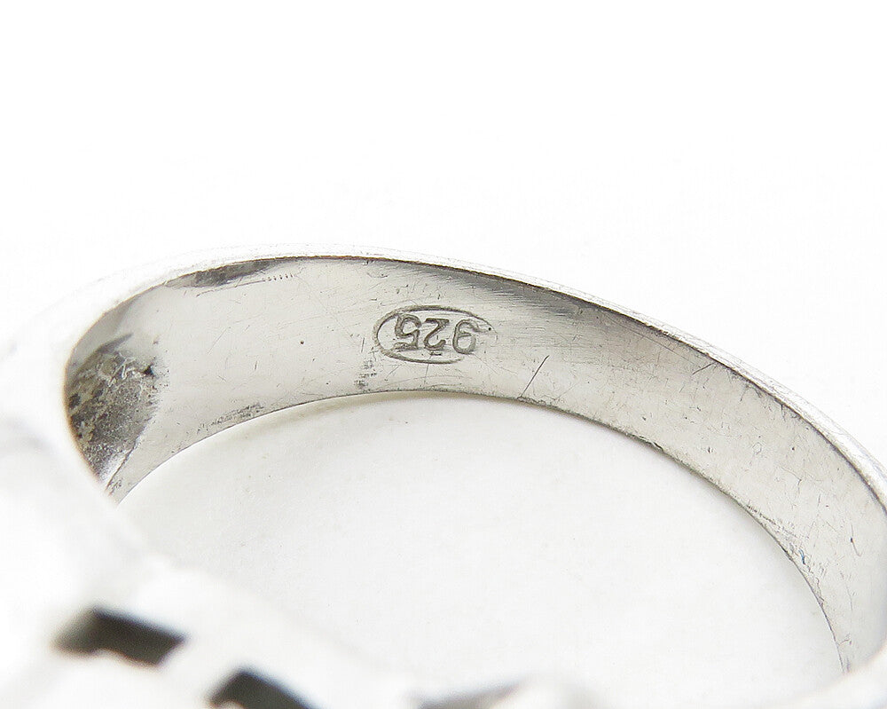 925 Sterling Silver  Vintage Tear Drop Blue Topaz Band Ring Sz 7  RG17667