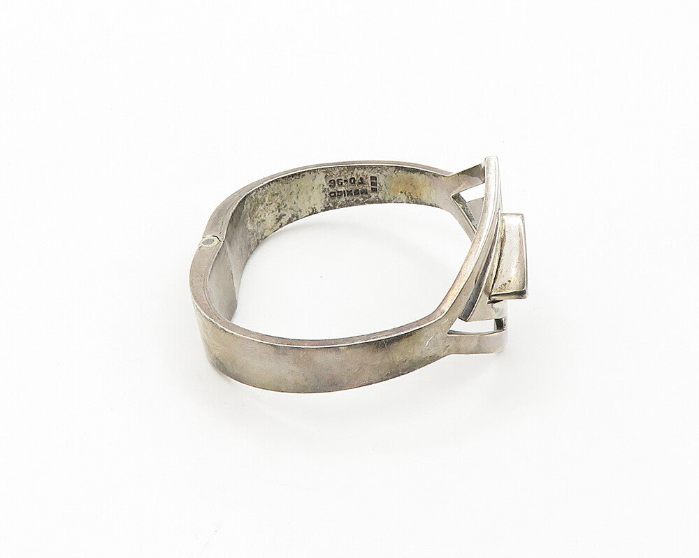 MEXICO 925 Silver  Vintage Diamond Shape Turquoise Bangle Bracelet  BT7731