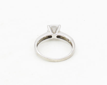 925 Sterling Silver  Cubic Zirconia Solitaire With Accents Ring Sz 7  RG17348