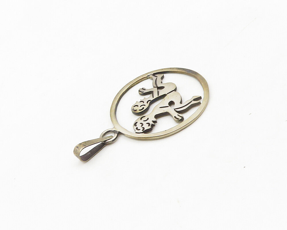 MEXICO 925 Sterling Silver  Vintage Gemini Round Zodiac Pendant  PT14380