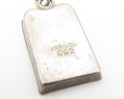 ISRAEL 925 Sterling Silver  Vintage Mother Of Pearl Mosaic Pendant  PT8862