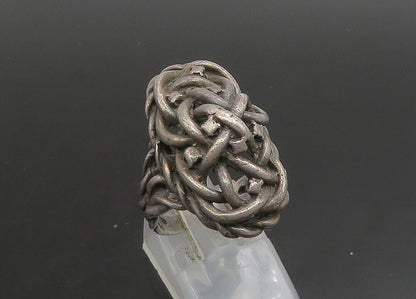 925 Sterling Silver  Vintage Dark Tone Twist Knot Dome Band Ring Sz 7  RG23338