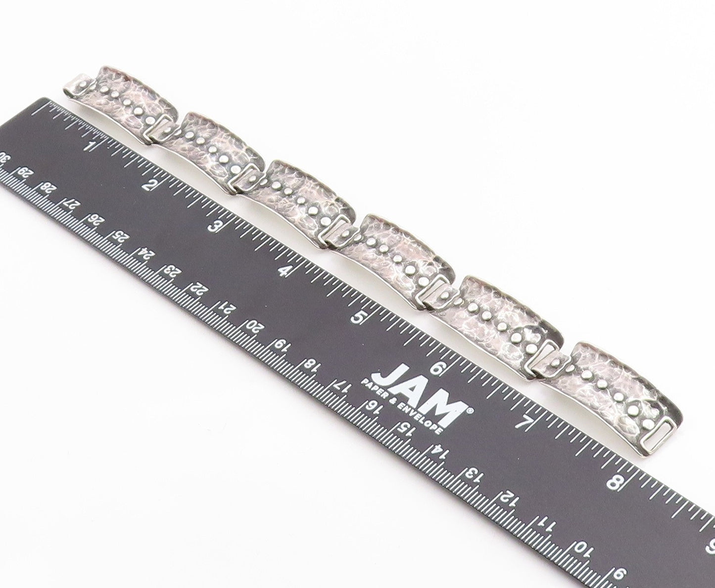 925 Sterling Silver Vintage Bracelet Classic Hammered Wide Panel Link  BT12057