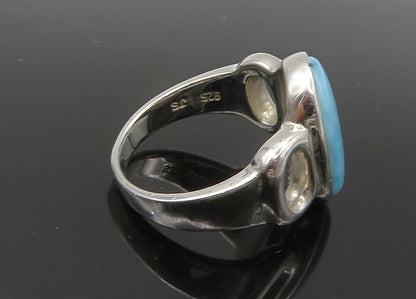 925 Sterling Silver  Vintage Larimar Shiny Cocktail Ring Sz 10  RG22138
