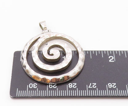 925 Sterling Silver  Vintage Carved Hammered Spiral Drop Pendant  PT21804