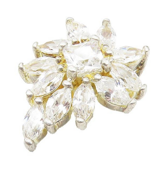 925 Sterling Silver  Vintage Sparkling Cubic Zirconia Floral Pendant  PT8823