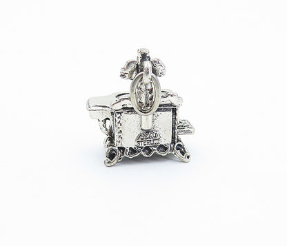 BEAU 925 Sterling Silver  Vintage Old Fashioned Stove Drop Pendant  PT6172
