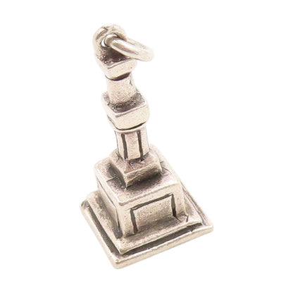 925 Sterling Silver Vintage Pendant Etched Miniature Tibetan Stupa Charm PT25018
