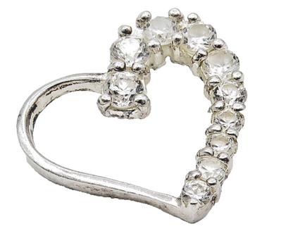 925 Sterling Silver  Sparkling Cubic Zirconia Open Love Heart Pendant  PT9300
