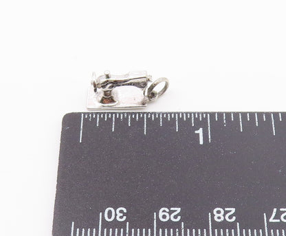 925 Sterling Silver  Vintage Polished Sewing Machine Charm Pendant  PT21409