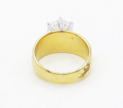 925 Sterling Silver  Cubic Zirconia Gold Plated Solitaire Ring Sz 7  RG15612