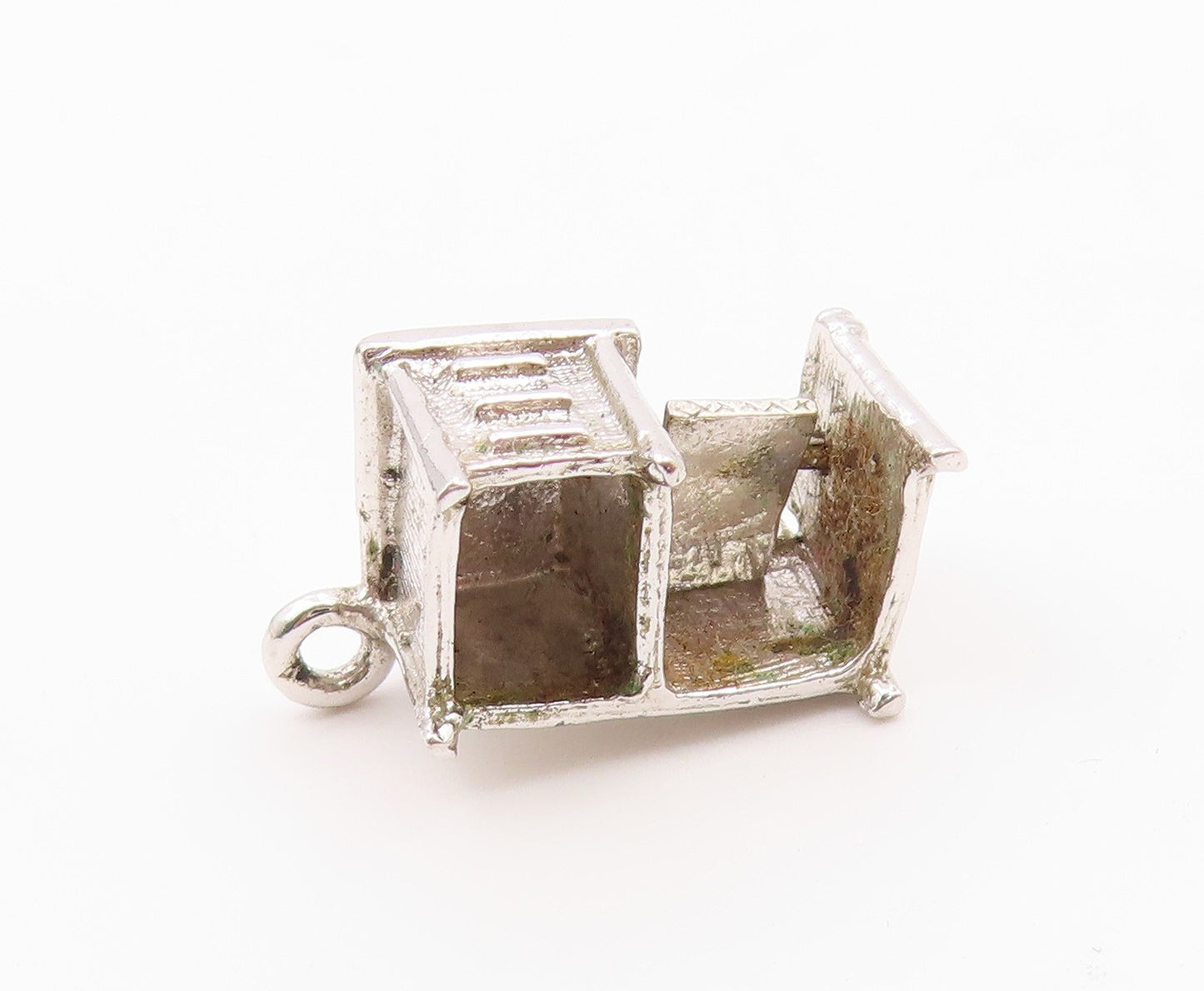 925 Sterling Silver  Vintage Office Desk With Computer Charm Pendant  PT21731
