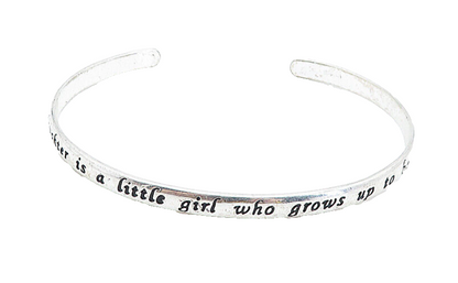 925 Sterling Silver  Vintage Stamped Daughter Quote Cuff Bracelet  BT2840