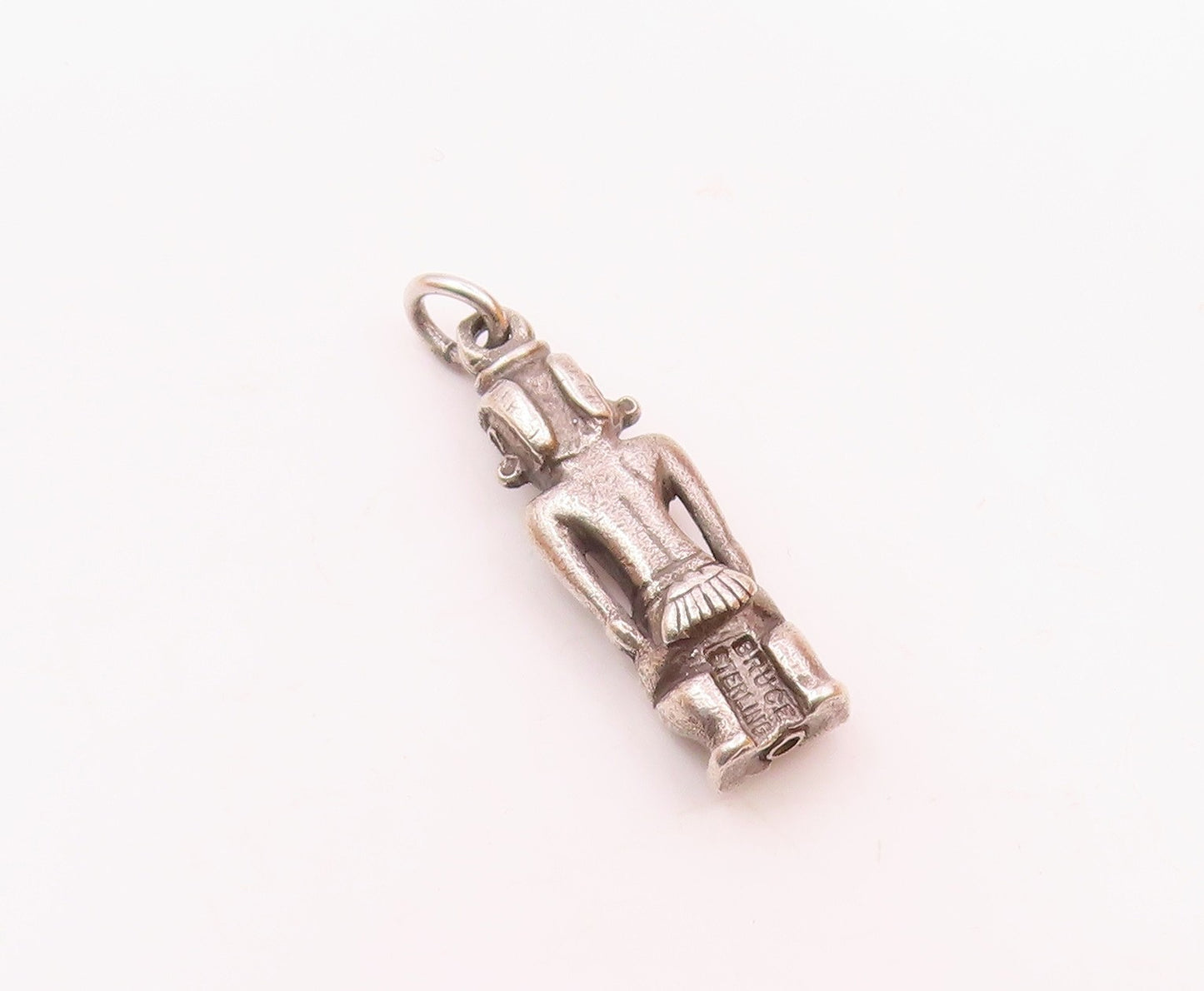 925 Sterling Silver  Vintage Sitting Tribal Man Charm Pendant  PT20277