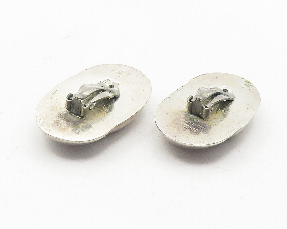 MEXICO 925 Sterling Silver  Vintage Oval Swirl Non Pierce Earrings  EG6035
