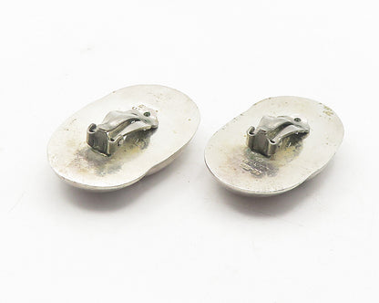 MEXICO 925 Sterling Silver  Vintage Oval Swirl Non Pierce Earrings  EG6035