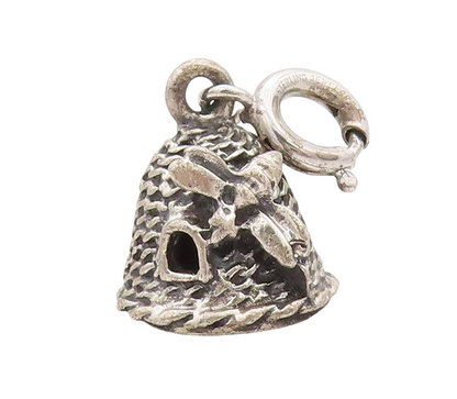 925 Sterling Silver Vintage Pendant Domed Carved Wind Mill  PT23562