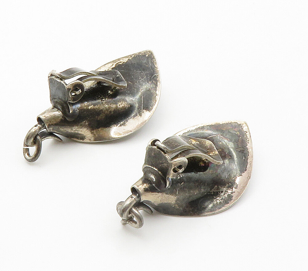 NE FROM DENMARK 925 Silver  Vintage Flower Motif Non Pierce Earrings  EG7550