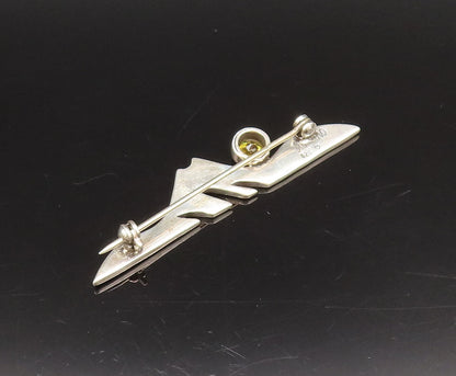 DESIGNER 925 Silver  Vintage Modernist Cubic Zirconia Brooch Pin  BP10071